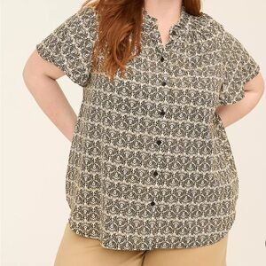Lane Bryant Black and Cream Button Down Shirt